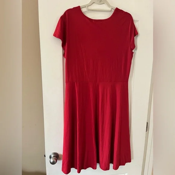 NEW! Haute Red Cotton Polyester Blend Mid Length Dress Women’s size 2X - Picture 6 of 15